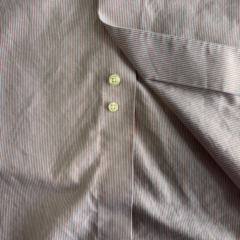Brooks Brothers Dress Shirt 17-33 Regent Fit Red White Micro Stripe Cotton - Picture 7 of 11